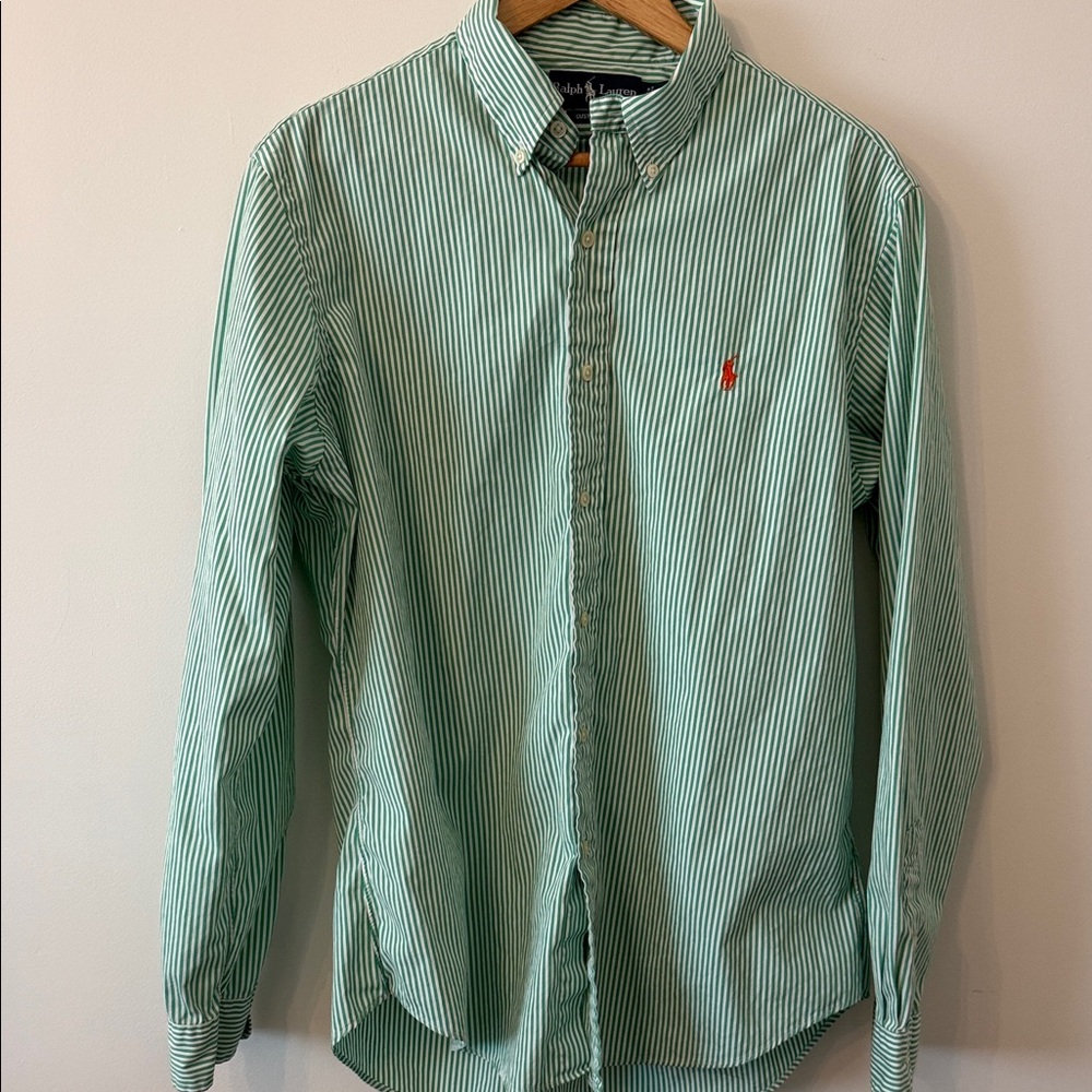 Green Striped Ralph Lauren Men's Shirt